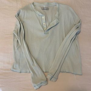 Light blue waffle henley